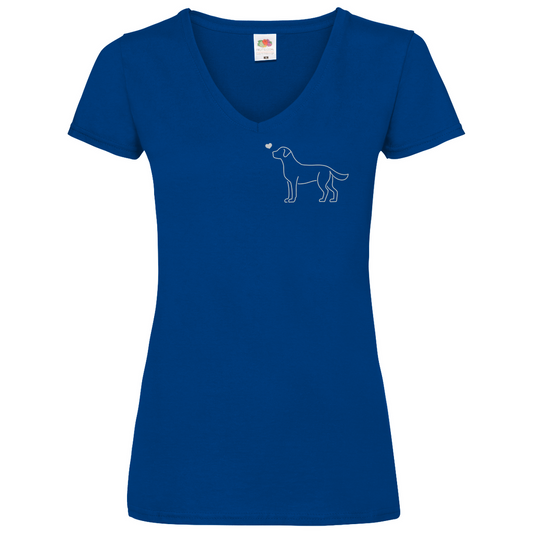 Labrador mit Herz - V-Shirt für Damen | Brustmotiv