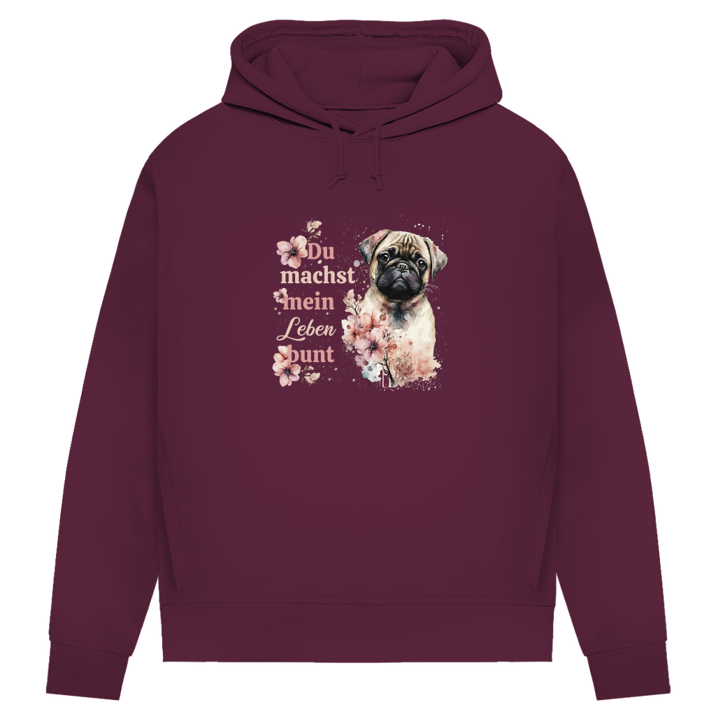 Pastell Mops - Bio-Hoodie für Damen