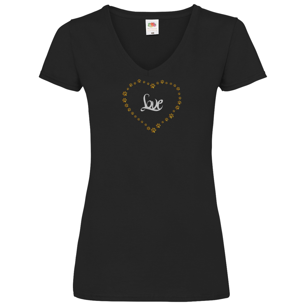 Pfötchenherz - V-Shirt für Damen
