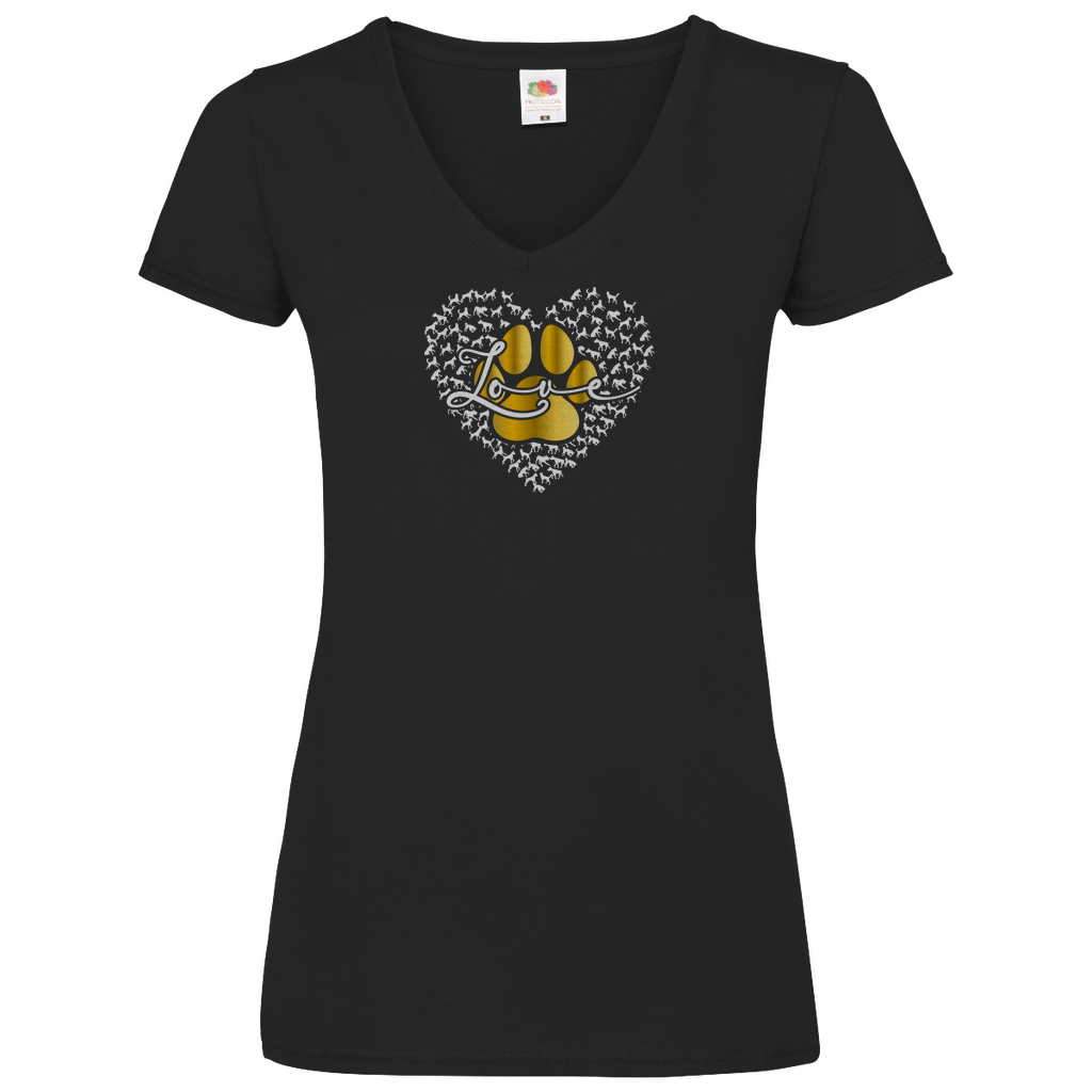 Love Dog - V-Shirt für Damen