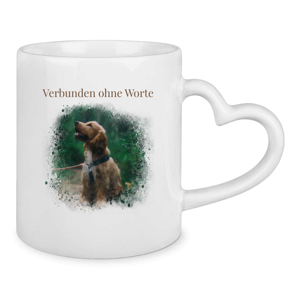 Dein Foto & Dein Text - Tasse mit Herzhenkel