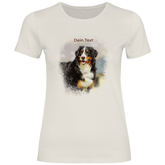 Personalisiertes Hunde T-Shirt für Damen mit Foto – Aquarell Motiv