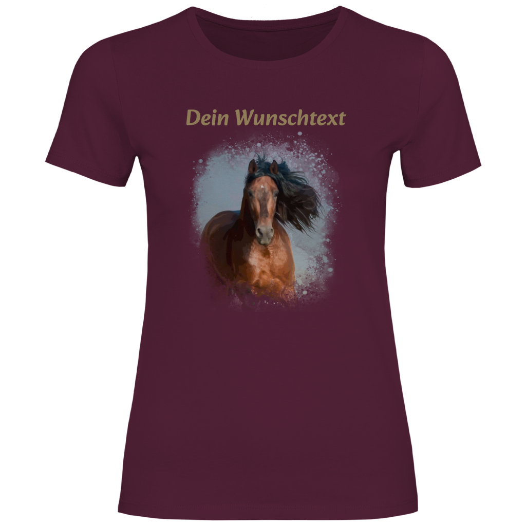 Personalisiertes Pferde T-Shirt für Damen mit Foto – Aquarell Motiv