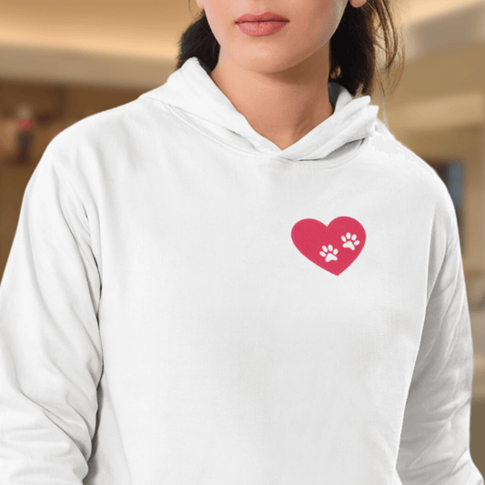 Pfötchen Im Herz - Bio-Hoodie für Damen |Brustmotiv