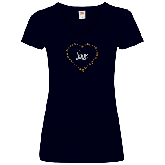 Pfötchenherz - V-Shirt für Damen