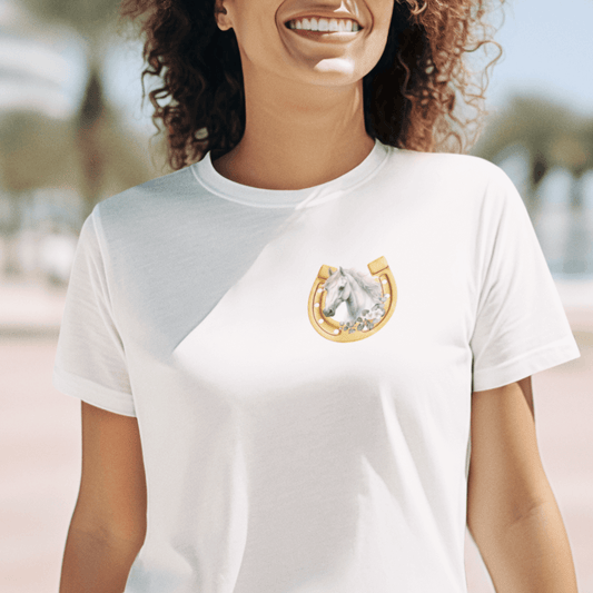 Hufeisenzauber - T-Shirt für Damen | Brustmotiv