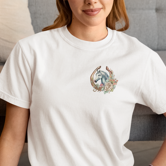 Leidenschaft für Pferde - T-Shirt für Damen | Brustmotiv