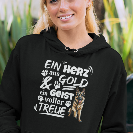 Herz aus Gold– Hoodie aus Bio-Baumwolle für Damen