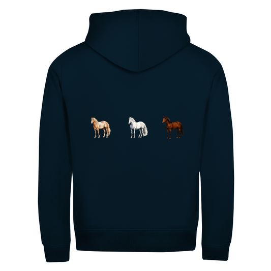 Pferde Trio - Zipper-Hoodie Unisex | Rückendruck