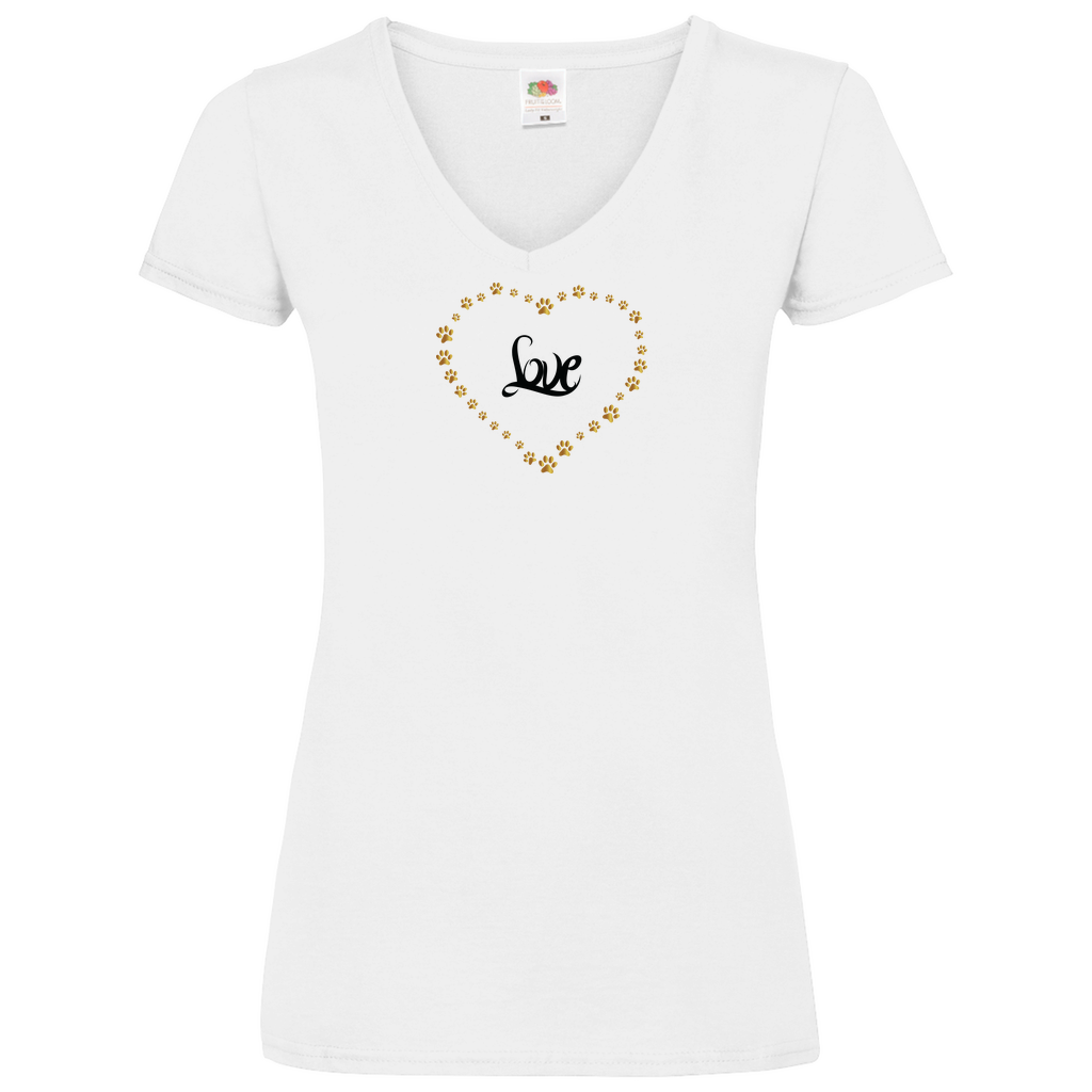 Pfötchenherz - V-Shirt für Damen