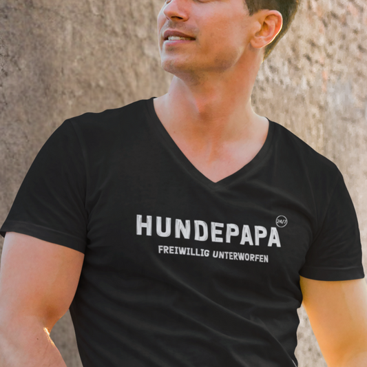 Hundepapa in Vollzeit - V-Shirt für Herren