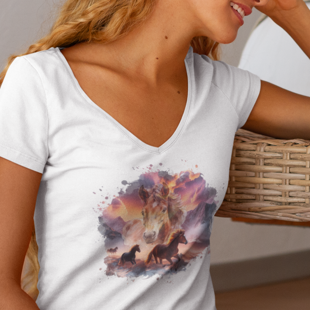 Magie der Pferde - V-Shirt für Damen