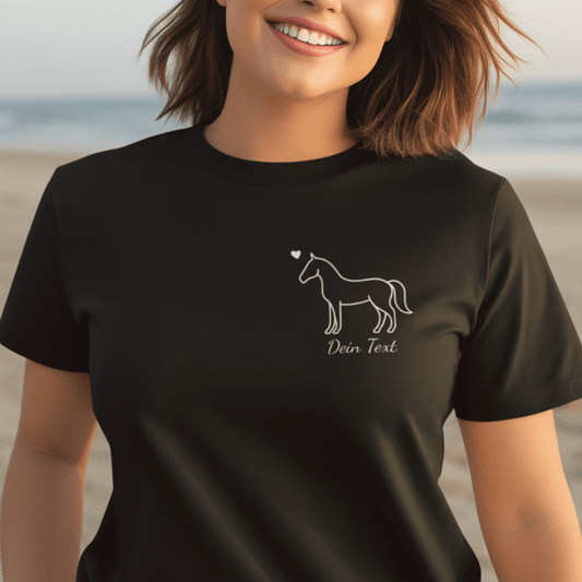 Pferd mit Herz - T-Shirt für Damen-Dein Wunschtext