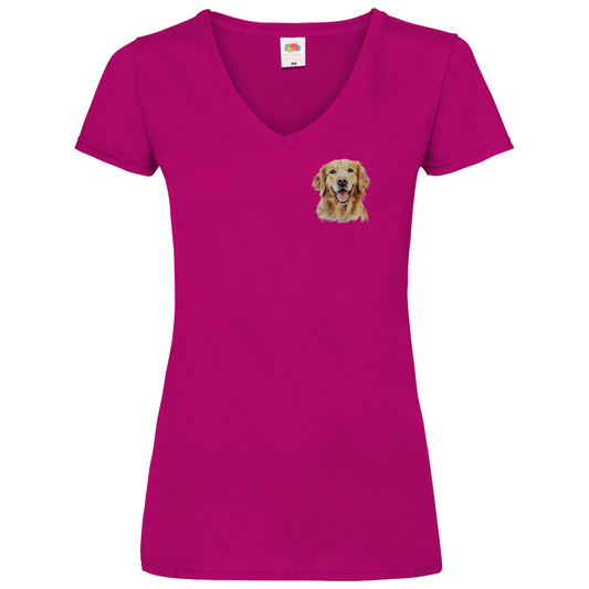 Damen Basic V-Neck T-Shirt T-Shirt mit deinem Lieblingshund