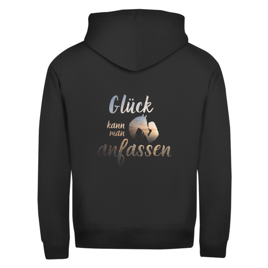 Glück - Zipper-Hoodie Unisex | Rückendruck