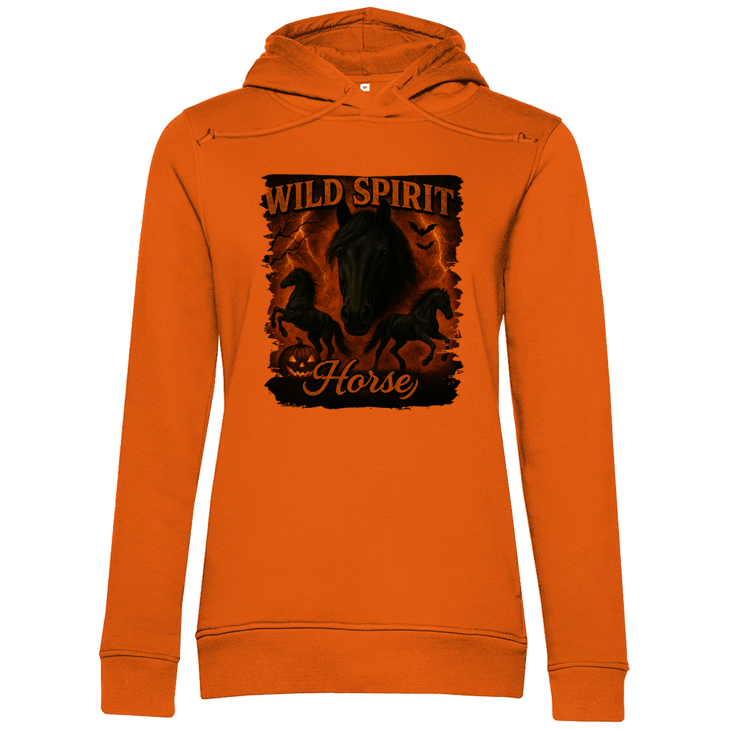Black & Fire Horse - Bio-Hoodie für Damen