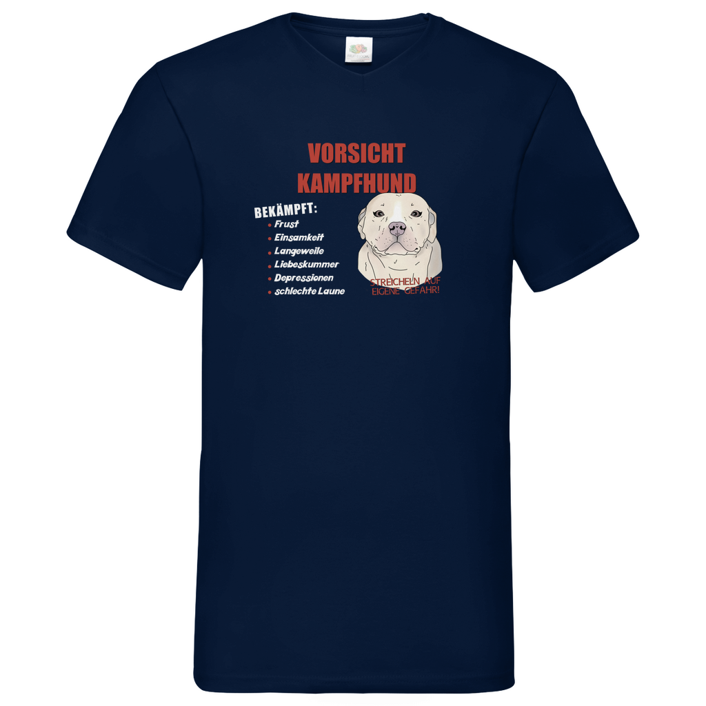 Lustiges T-Shirt in Blau mit "Vorsicht Kampfhund"-Motiv, süßer Cartoon-Hund, witziges Design, hochwertiger Stoff, perfektes Geschenk für Hundefans, lässiger Alltagslook.