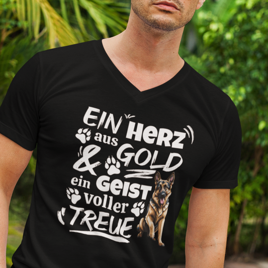 Herz aus Gold - V-Shirt für Herren