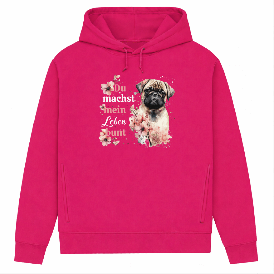 Pastell Mops – Hoodie aus Bio-Baumwolle für Damen