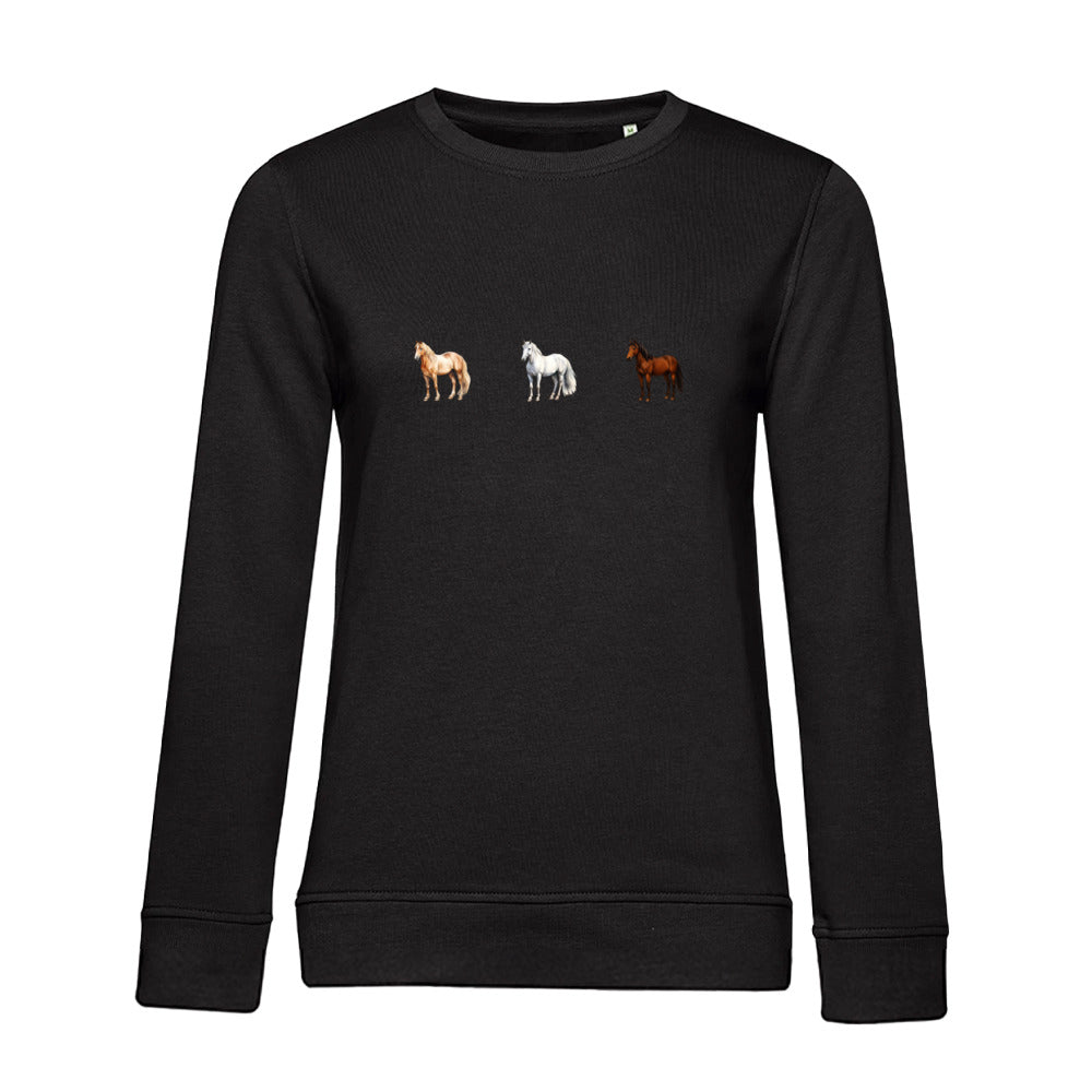 Pferde Trio – Bio-Sweatshirt für Damen