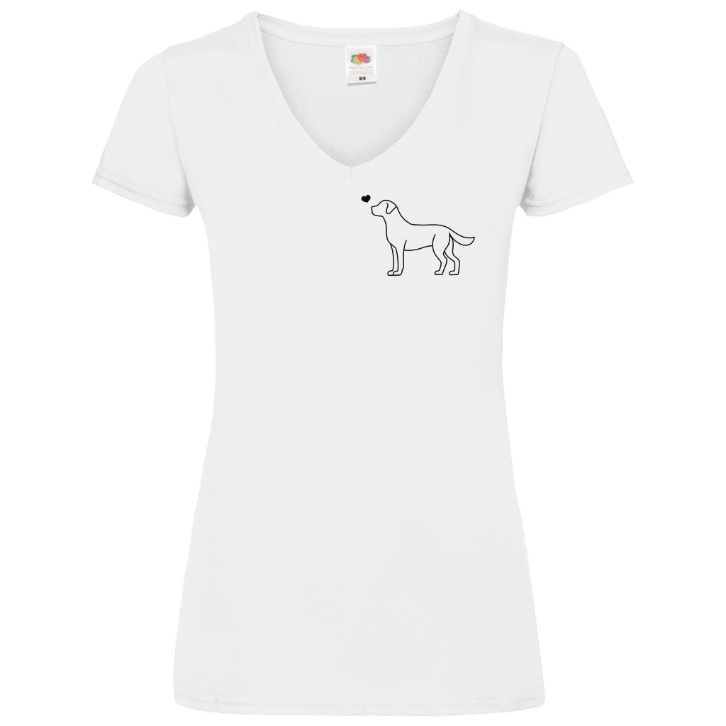 Labrador mit Herz - V-Shirt für Damen