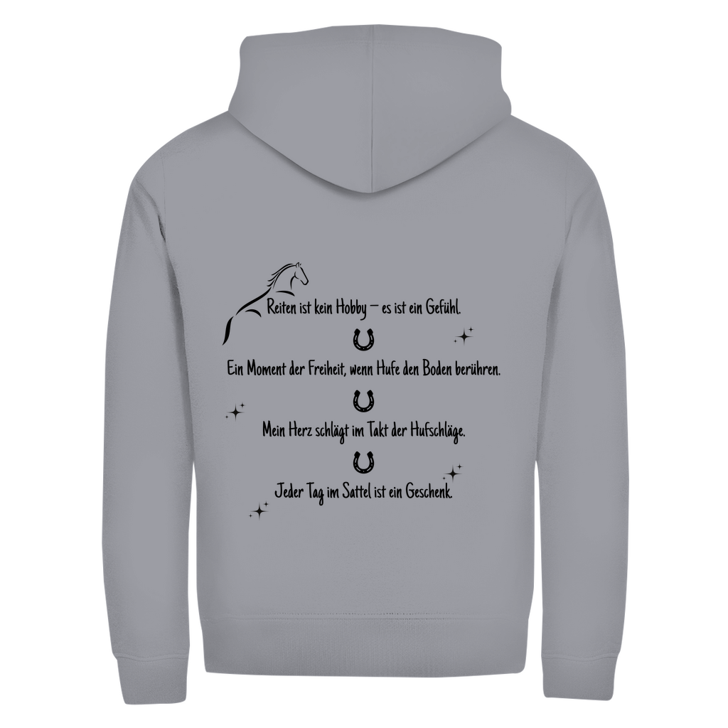 Reiten- Zipper-Hoodie Unisex | Rückendruck