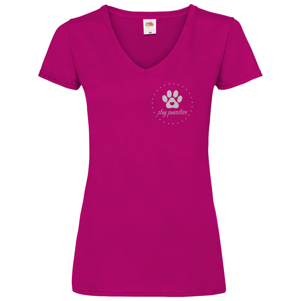 Stay Pawsitive - V-Shirt für Damen