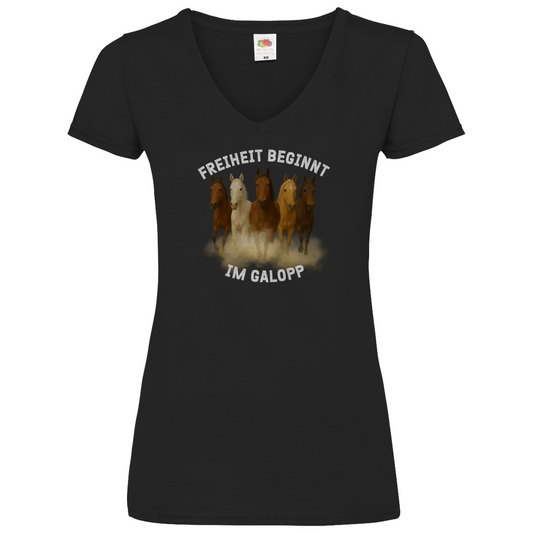 Galopp ist Freiheit - V-Shirt für Damen