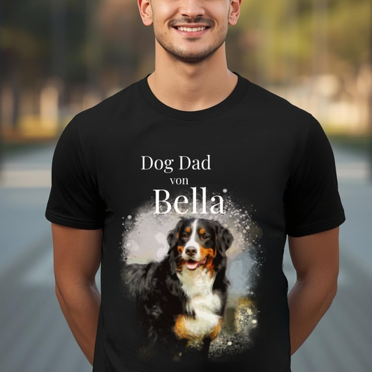 Personalisiertes Dog Dad T-Shirt mit deinem Hund | Foto Aquarell Shirt für Herren