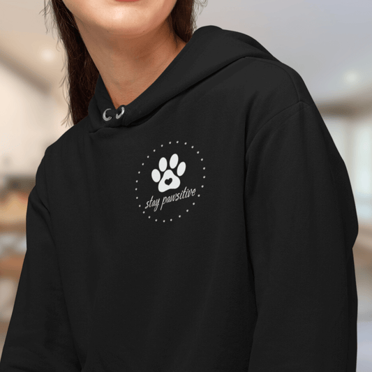 Stay Pawsitive- Bio-Hoodie für Damen |Brustmotiv