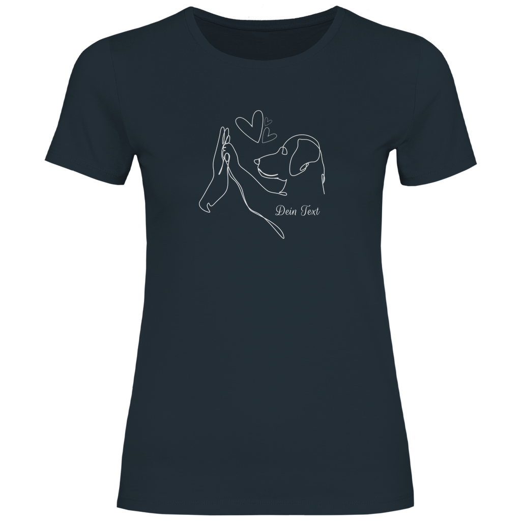 Personalisiertes Damen T-Shirt ‚Wahre Liebe‘ von Herz & Pfötchen aus 100 % Baumwolle, individuell anpassbar mit deinem Wunschtext – bequem und perfekt für Hundeliebhaber.