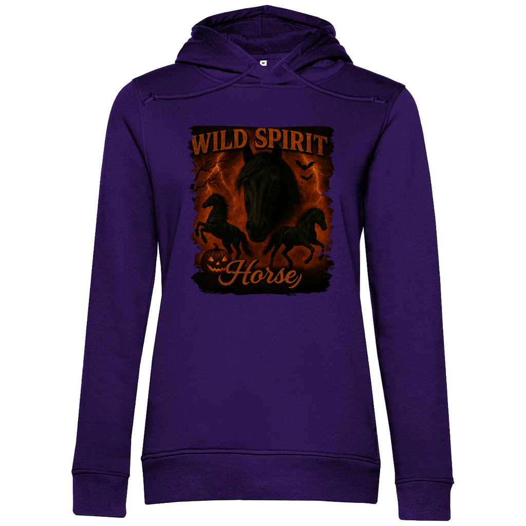 Black & Fire Horse - Bio-Hoodie für Damen