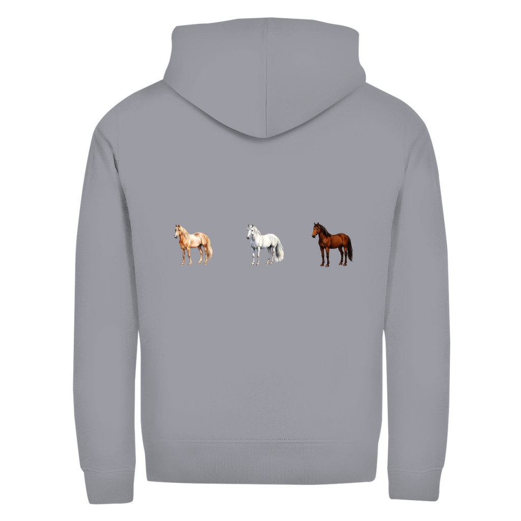 Pferde Trio - Zipper-Hoodie Unisex | Rückendruck