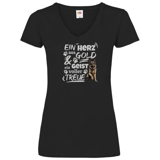 Herz aus Gold - V-Shirt für Damen