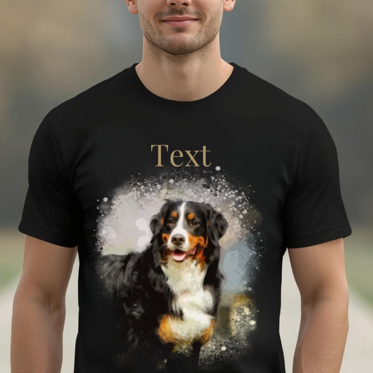 Personalisiertes Hunde T-Shirt für Herren mit Foto – Aquarell Motiv