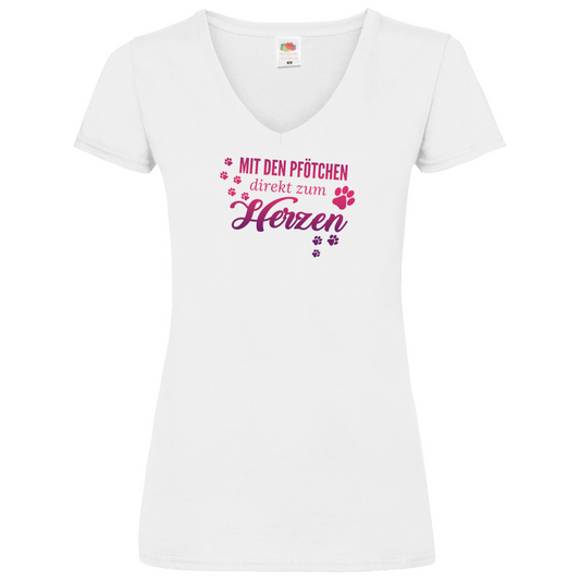 Direkt Zum Herzen - V-Shirt für Damen
