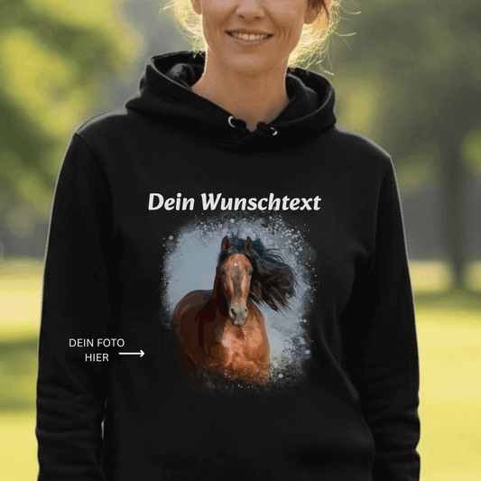 Dein Foto & Dein Text - Bio-Hoodie für Damen
