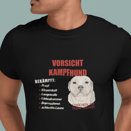 Lustiges T-Shirt mit "Vorsicht Kampfhund"-Motiv, süßer Cartoon-Hund, witziges Design, hochwertiger Stoff, perfektes Geschenk für Hundefans, lässiger Alltagslook.