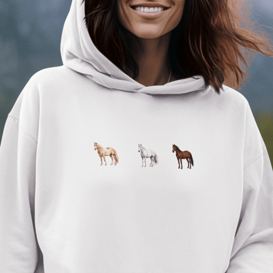 Pferde Trio - Bio-Hoodie für Damen