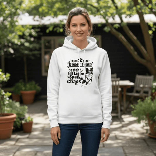 Unser Team– Hoodie aus Bio-Baumwolle für Damen