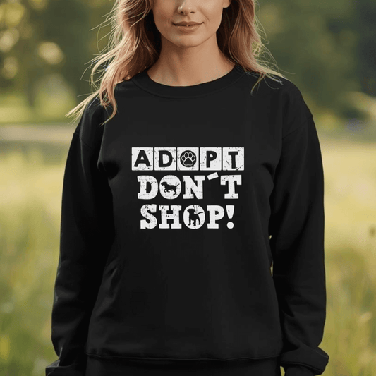 Adopt Don't Shop – Bio-Sweatshirt für Damen