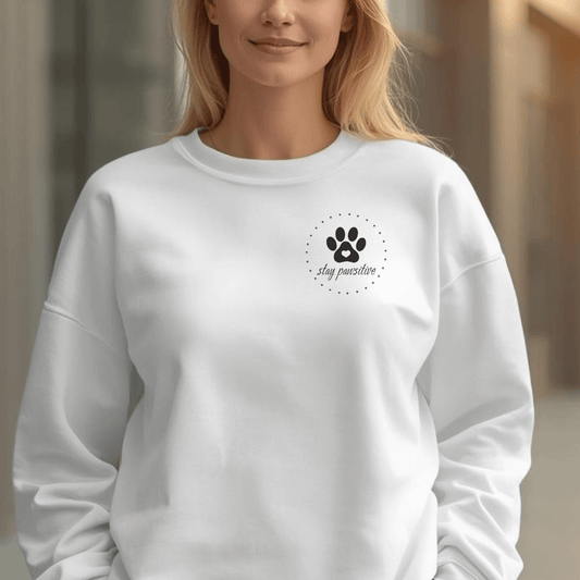 Stay Pawsitive - Bio-Sweatshirt für Damen |Brustmotiv
