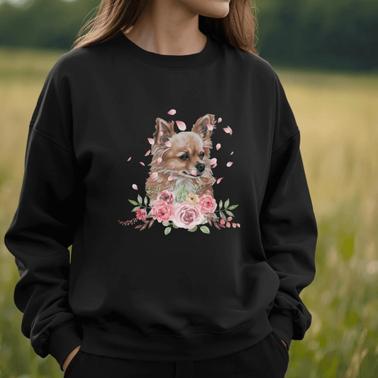 Flower Chihuahua - Bio-Sweatshirt für Damen