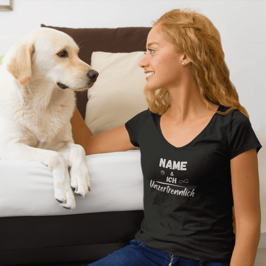 Unzertrennlich -V-Shirt für Damen-Dein Wunschtext