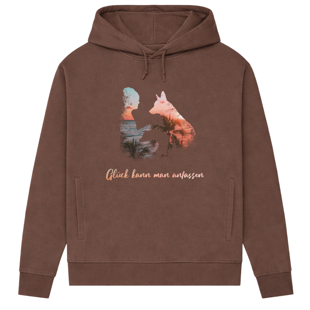 Glück kann man anfassen – Hoodie aus Bio-Baumwolle für Damen