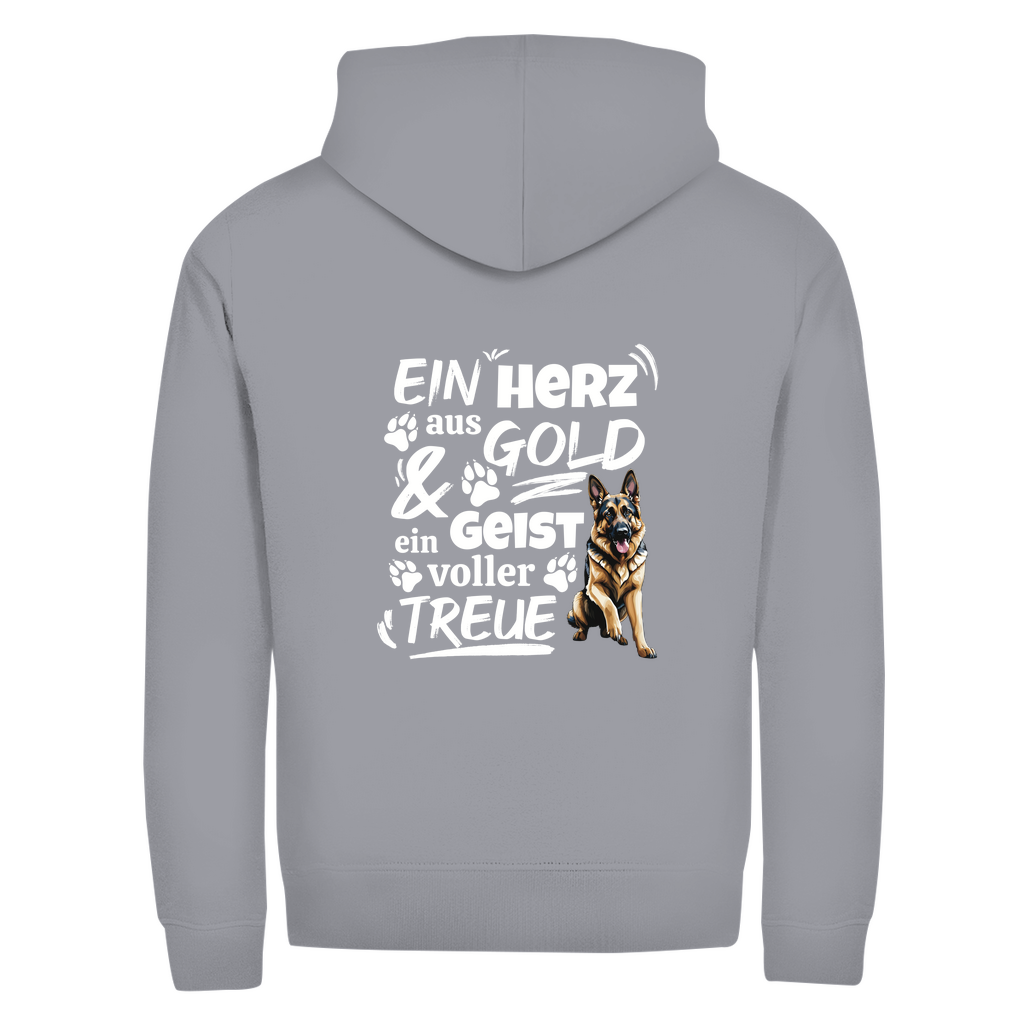 Herz aus Gold- Zipper-Hoodie Unisex | Rückendruck