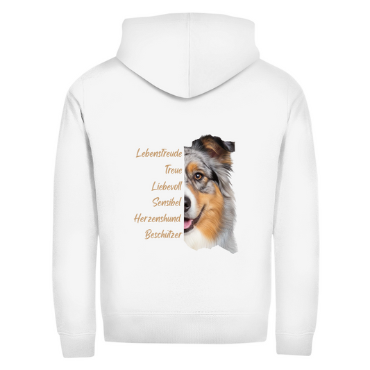 Australian Shepherd- Zipper-Hoodie Unisex | Rückendruck