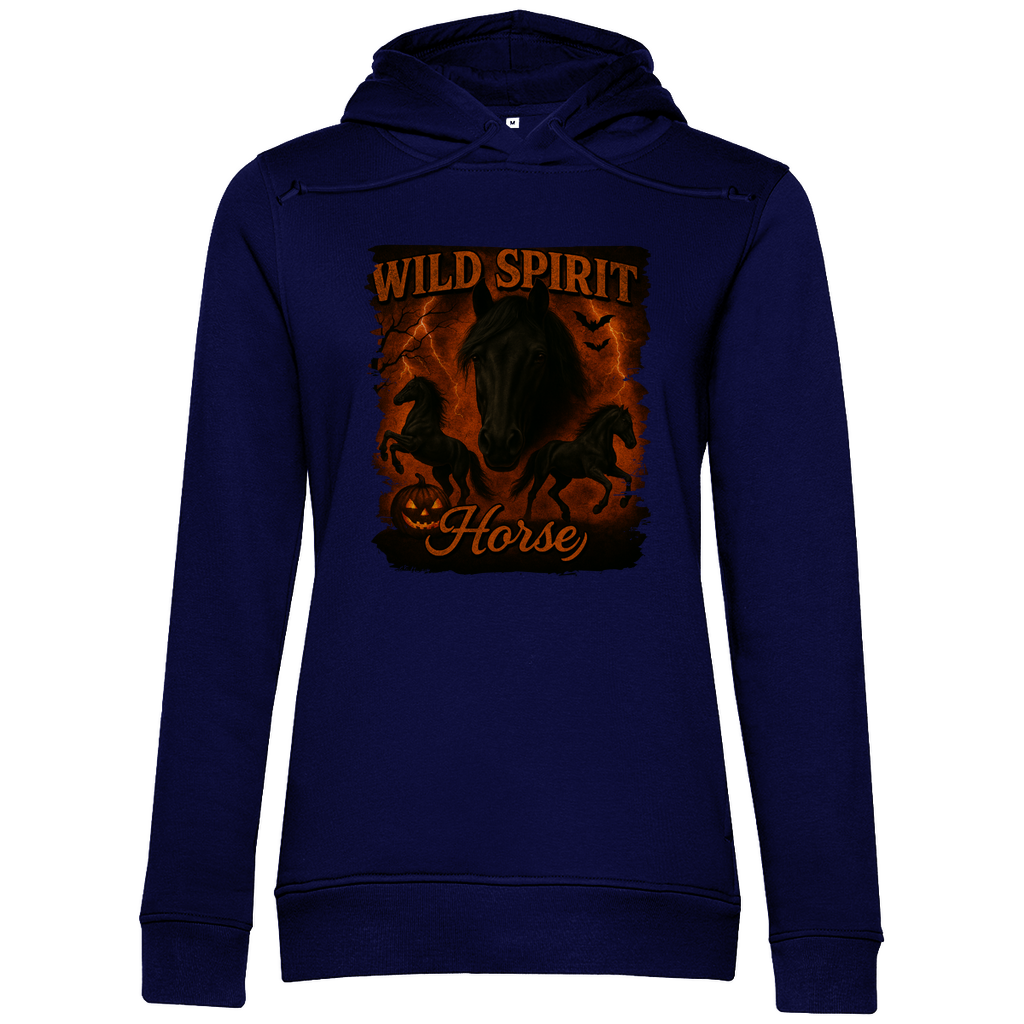 Black & Fire Horse - Bio-Hoodie für Damen
