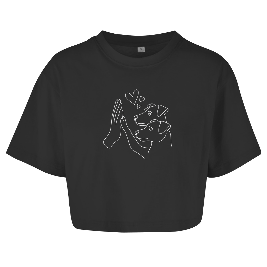 Damen Oversize Crop Top Doppeltes Glück