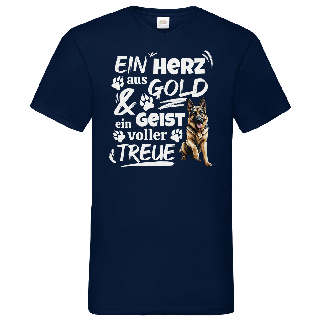 Herz aus Gold - V-Shirt für Herren